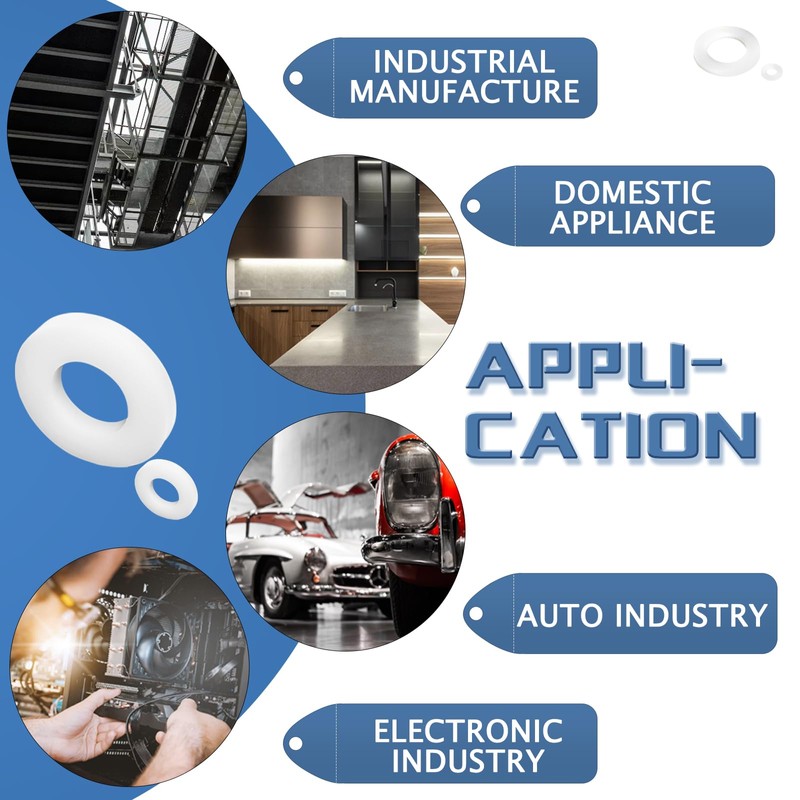 JUNCHEN 3989pcs White Flat Plastic Washers Spacers,36 Sizes Assorted Nylon