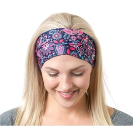 RiptGear Stretch Sport Headband for Women (Hippie Flower) — Made of Non-Slip Sweat Wicking Fabric — Great for Yoga, Running or the Gym — Soft Headband that Fits Most Head Sizes — (1-Pack)