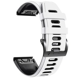 ANCOOL Compatible with Fenix 6X Band, 26mm Two-tone Soft Watch Strap Replacement for Fenix 6X/Fenix 6X Pro/Fenix 5X/Fenix 5X Plus/D2 Delta PX/Tactix Charlie/Descent MK2i Smartwatches (White-Black)