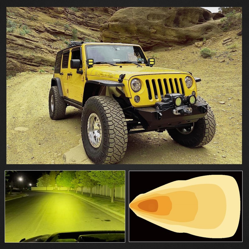 BIGLION.X 4 Inch 2Pcs 120W Amber Led Pods Yellow Fog