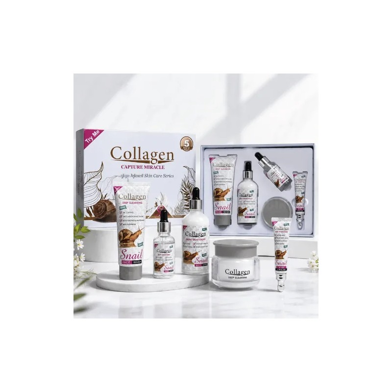 Crema Rejuvenecedora Colágeno, Baba Caracol, Hidrata Kit 5pz