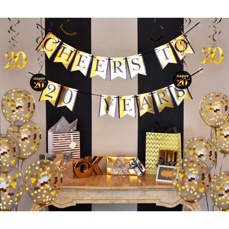 20th Birthday and Anniversary Decorations Party Pack - Cheers to