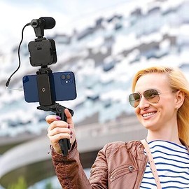 Acuvar - Kit de video para teléfono de 6 piezas, con micrófono, luz LED y mini trípode para creadores de YouTube y TikTok