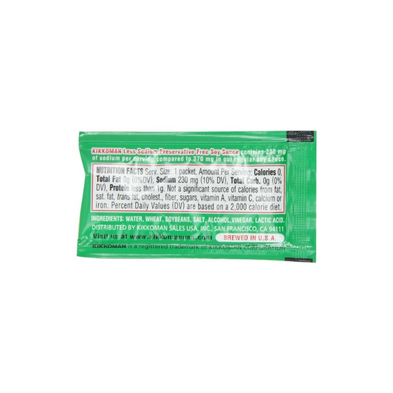 Kikkoman Less Sodium Soy Sauce Packets, 0.2 Fl Oz (Pack