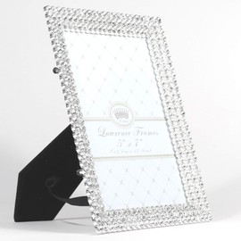 Lawrence Frames 5x7 Juliet Silver Metal Crystals Picture Frame