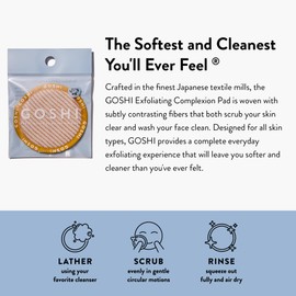 GOSHI Exfoliating Complexion Pads - Reusable, Rapid-Drying, Soft Exfoliating Face Scrubber for All Skin Types - Yellow - Made in Japan