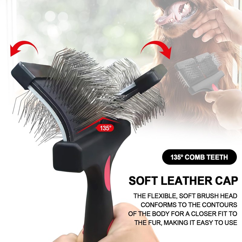 Dual Flexible Slicker Brush for Dogs&Cats Double-Sided Dog Brush