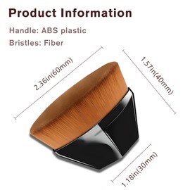 Hexagon Flat Top Kabuki Foundation Brush with Protective Case for Flawless Liquid & Powder Application (Black)