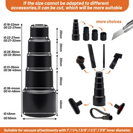 13 PCS Universal Vacuum Attachments Kit, 2 1/2" to 1 1/4" Wet Dry Vacuum Hose Adapter, 1 7/8" to 1" Adapter for Shop Vac, 1 1/4" Vacuum Cleaners Accessories with Horse Hair Brush, Extension Wand