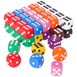 50 Pieces 16mm Colored Dice Set, Bulk Dice in 10 Colors with a Blue Drawstring Storage Bag, 6 Sided Dice for Classroom and Board Games