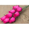 Hot Pink Bunch of 8 Closed Bud Wooden Roses for