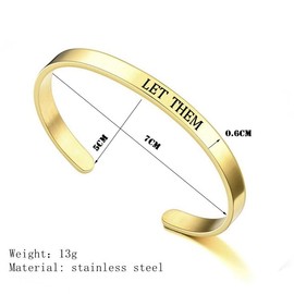 Q&D&S Let Them Cuff Bracelet, Inspirational Engraving Bracelets Stainless Steel Open Adjustable Friendship Cuff Bangle Jewelry Gifts for Best Friends (gold)