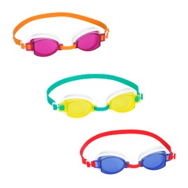 Bestway Swimming Goggles for Kids, Youth and Juniors | No Leaking UV Protection and Adjustable Strap, Aqua Burst Essential, Assorted Colours