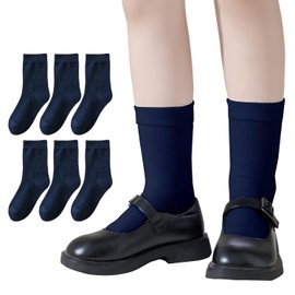 EPEIUS Socks for Boys Toddler Girls Thin Soft School Uniform Dress Socks Seamless Viscose Crew White Navy 4-6 Years Old (Navy 6 Pack,S)