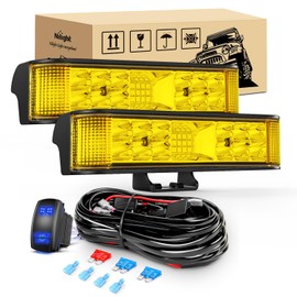 Nilight Side Shooter Amber LED Light Bar/Pods 2PCS 6.5 Inch 60W Flood Spot Beam Combo Fog/Driving Light w/ 16AWG 5Pin Rocker Switch Wiring Harness Kit for Truck ATV UTV Boat
