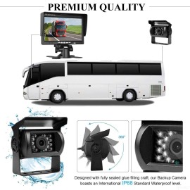 iPoster 7" Car Rear View Monitor 12v 24v 4 PIN 2x CCD Backup Camera 2x 10m For Truck Van