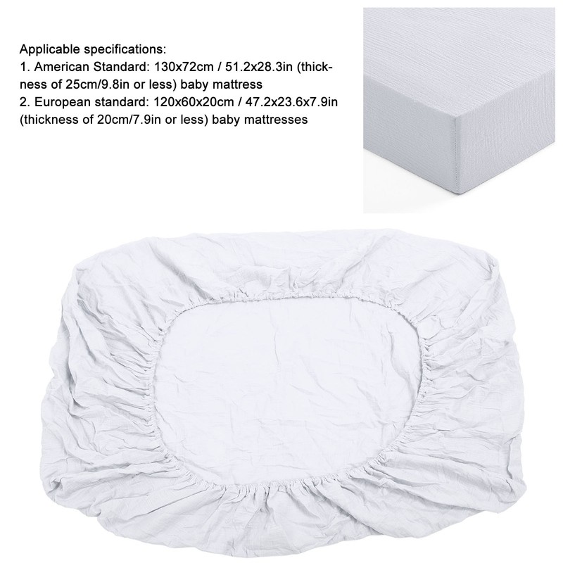 Fitted Crib Sheet Full Cotton Crinkle Fabric Soft Breathable Comfortable