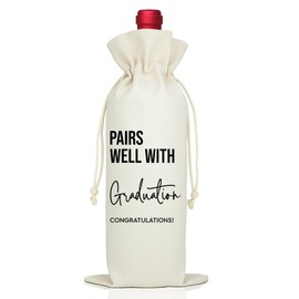 LAGZDFC Pairs Well With Gradulation Wine Champagne Gifts Bag, Reusable Wine Wrap Bag, Gradulation Gifts for Class of 2025 Student Daughter Son Classmate, Congratulations Present for College Graduates