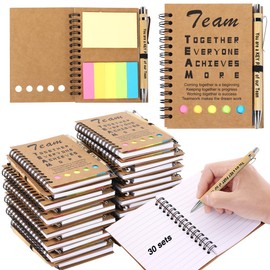30 Sets Employee Appreciation Gifts Bulk Team Together Thank You Gifts Inspirational Spiral Notebook with Sticky Note Motivational Bamboo Pens for Team Nurse Teacher Employees Coworker