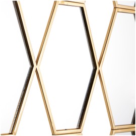 The Novogratz Metal Room Wall Mirror Entryway Mirror with Diamond and Hexagon Shaped Mirrors, Wall Mounted Mirror 29" x 1" x 53", Gold