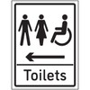 V Safety Mixed Toilets Arrow Left Sign - 150x200mm -