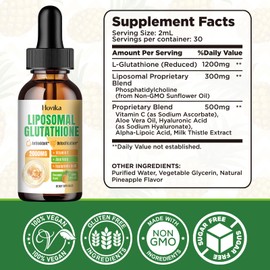 Liposomal Glutathione Supplement 2000mg, Liquid Glutathione Drops with Vitamin C, Master Antioxidants for Immune System, Aging Defense, Skin Health, Liver Detox -Superior Absorption, Pineapple 2 Fl Oz