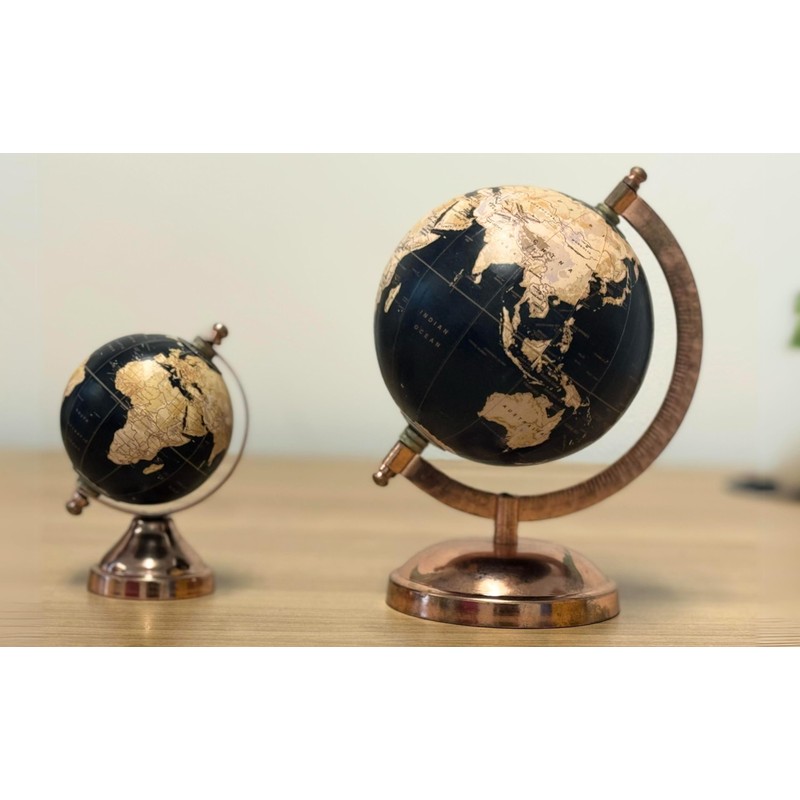 EXERZ 13cm Globe with Bronze Base, Handcraft Decorative Globe SI-3937