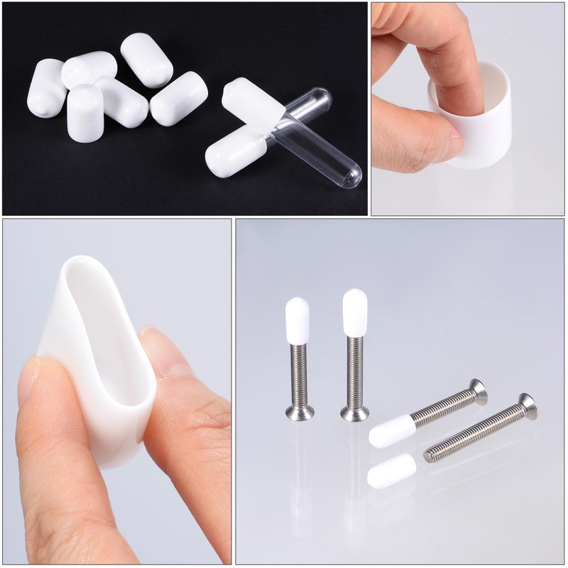 sourcing map 50pcs Round Rubber End Caps 10mm White Vinyl