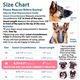 LUCKYPAW Dog Muzzle, Mesh Dog Muzzle for Large Medium Small Dogs, Soft Mouth Guard for Biting Chewing, Breathable Mouth Cover with Adjustable Strap for Training (Hot Pink, M(Snout:8.75"-9.5"))