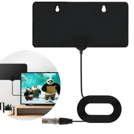 LINK BITS AT3M02 Antena de TV Digital para Interior Cuadrada, Alta Definición HDTV Ultra Compacta, Amplifica la Recepción de Canales, 360º para Uso Interior y Exterior para TV, Alta recepcion