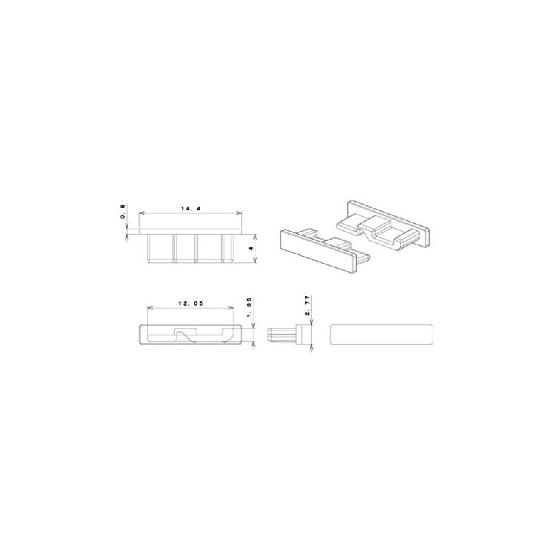 Techno Baines USB3.0 Micro-B Type Cap (Black) No Knob 6pcs/Pack