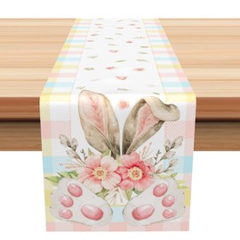 Easter Table Runner,Spring Plaid Table Runner 13x72Inch Kitchen Farmhouse Home Dining Table Decor