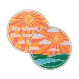 6 Year Sobriety Chip | Sunlight of The Spirit AA Coin Recovery Gift Affirmation Token | Glow in The Dark Gold Plated Medallion