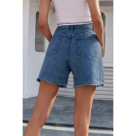 KINGFEN Comfy Denim Shorts 5 inch Inseam Women Shorts Shorts Women Summer Denim mom Jean Shorts high Waisted Short Jeans Pour Femme Womens Denim Button Fly Shorts Light Blue X-Large