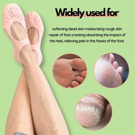 Moisturizing Socks – Hydrating Gel-Lined Spa Socks for Soft, Smooth Feet – Treat Dry, Cracked Heels & Rough Skin – Unisex Foot Care Solution (Skin colour, One size)