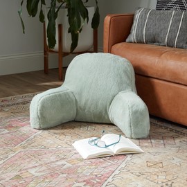 Greendale Home Fashions Plush Faux Fur Bed Rest Reading Pillow with Arms, Pistachio Green