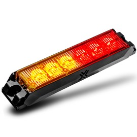 LAMPHUS NanoFlare 5" 6W Amber Red LED Surface Mount Police Grill Strobe Warning Light [SAE Class 1] 12V Rectangle Grille Flashing Emergency Fire Light Head for EMS Firefigher Responder Car