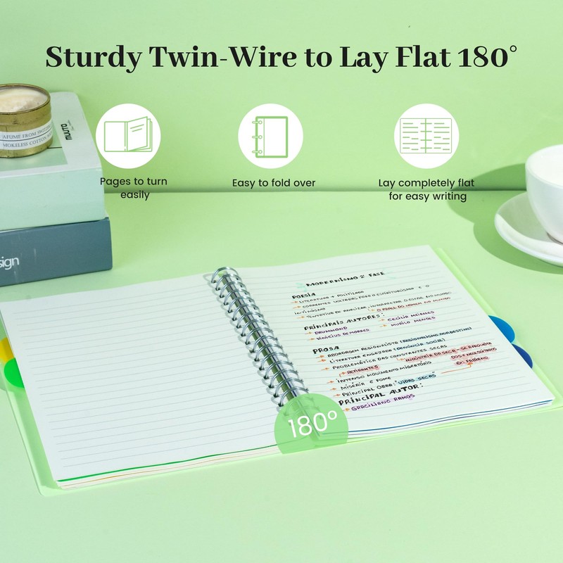 Yoment 5 Subject Notebook with Tabs Dividers B5 Spiral Notebook,