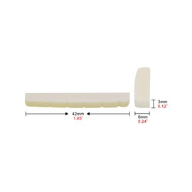 Metallor 6 String Pre-Slotted Bone Guitar Nut Replacement Compatible with Strat Stratocaster Tele Telecaster Style Guitar White. (Nut: 42 x 6 x 3mm)