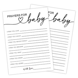 Haipino Prayers for Baby Shower Game - Minimalist White Gender Reveal, 30 Cards, Gender Neutral Pregnant Announcement Party Activity Decor Supplies -JY986