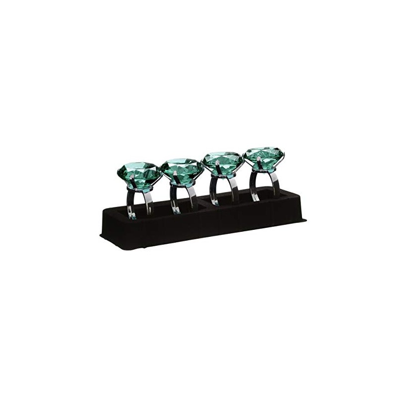 Premier Housewares Napkin Rings, Teal, Set of 4, Chrome Blue,