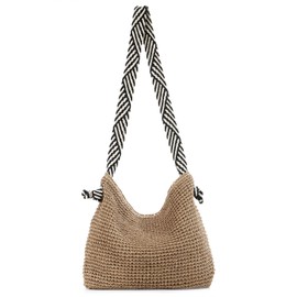 Syrads Straw Handbags Purses Crossbody Pocket Bag Casual Woven Beach Bags Summer Tote Bags,Light brown crossbody style