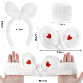 Dorbetar 4Pack Headband and Wristband Set for Washing Face, Spa Skincare Makeup Headband, Soft Puffy Hair Band Bow Tie, for Women and Teen Girl Trendy Stuff Gifts