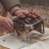 JDIEOQA Folding Campfire-Grill, Portable Stainless Steel Grate Barbeque Grill Small