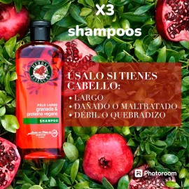 Herbal Essences Shampoo Herbal Essences Pelo Largo Granada y Proteína Vegana, 400 ml. X3