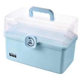 BAONUO Medizinbox, Medikamenten aufbewahrung, Medikamentenbox, Medikamentenbox aufbewahrung 3 Ebene, Multifunktionaler medizinbox in Kunststoff für zu Hause, im Freien (Blauer)