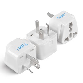 Ceptics Australia, China, New Zealand Travel Plug Adapter (Type I) - 3 Pack [Grounded & Universal] (GP-16-3PK)