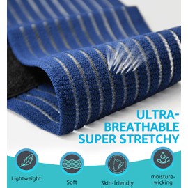 HGBOO Compression Wrist Bands (2 PCS), High-Elastic Wrist Straps Wrist Wraps Wrist Brace for Sports Weightlifting Tennis Basketball Tendonitis Carpal Tunnel Arthritis - Breathable Fabric (Navy Blue)