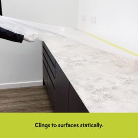 Axus Decor Static-31 Pre-taped Protection Film, Pre-Taped Masking Film - Transparent, Waterproof & Residue-Free Ideal For Painting Decoration & DIY Projects - 2.4m x 20m Blue