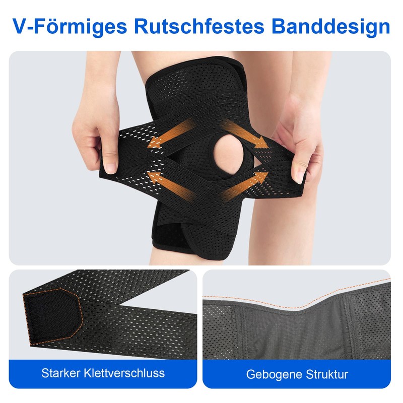 SURFOU Ginocchiera Regolabile con Stabilizzatori Laterali e Cuscinetto Rotuleo –